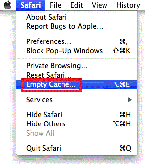 safari clear cache shortcut mac